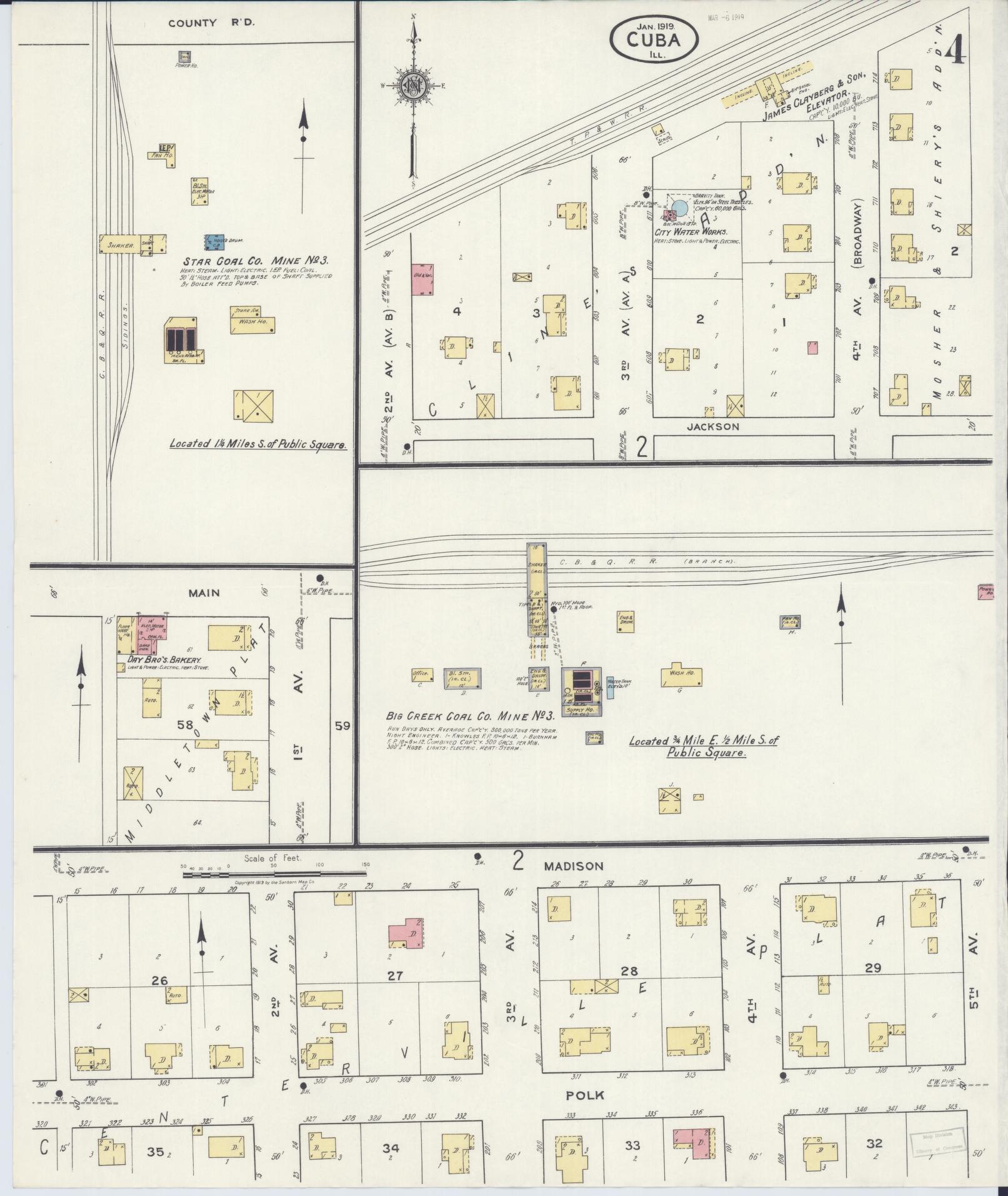 Sanborn Fire Insurance Map from Cuba, Fulton County, Illinois (1919), Sheet #0004 - Complete Map Set gallery image, historic Sanborn map, vintage wall art, Illinois Illinois
