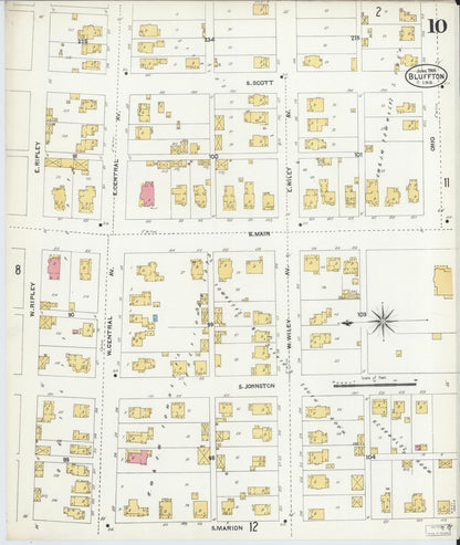 Sanborn Fire Insurance Map from Bluffton, Wells County, Indiana (1906), Sheet #0010 - Complete Map Set gallery image, historic Sanborn map, vintage wall art, Indiana Indiana