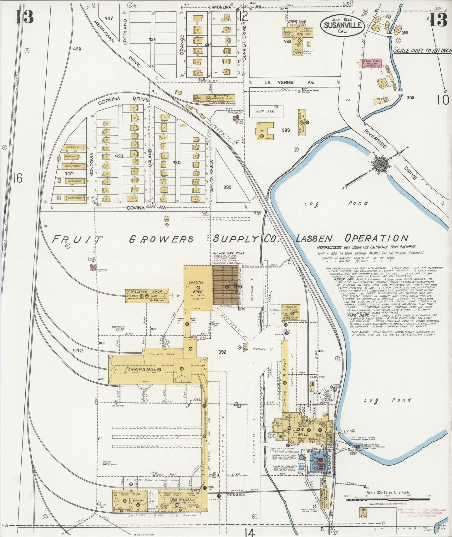 Sanborn Fire Insurance Map from Susanville, Lassen County, California (1923), Sheet #0013 - Complete Map Set gallery image, historic Sanborn map, vintage wall art, California California