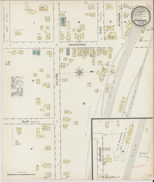 Sanborn Fire Insurance Map from Savannah, Wayne County, New York (1885), Sheet #0001 - Historic Sanborn Fire Insurance Map Print, vintage old map wall art, antique decor, genealogy gift, New York New York map