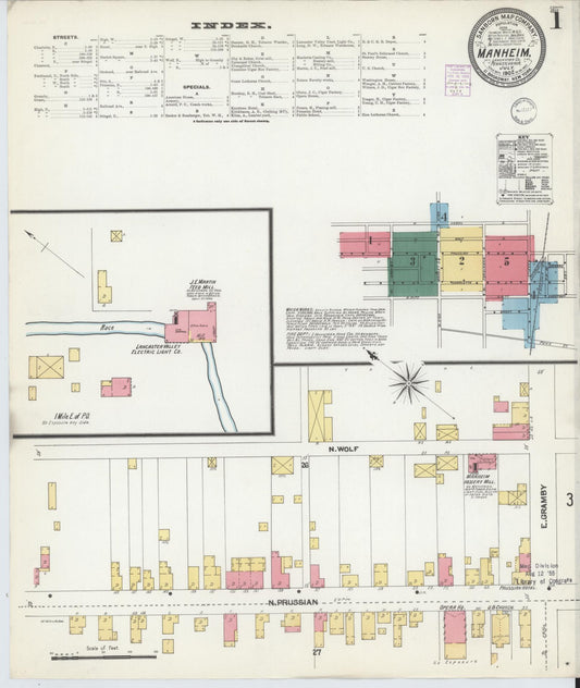 Sanborn Fire Insurance Map from Manheim, Lancaster County, Pennsylvania (1902), Sheet #0001 - Complete Map Set gallery image, historic Sanborn map, vintage wall art, Pennsylvania Pennsylvania