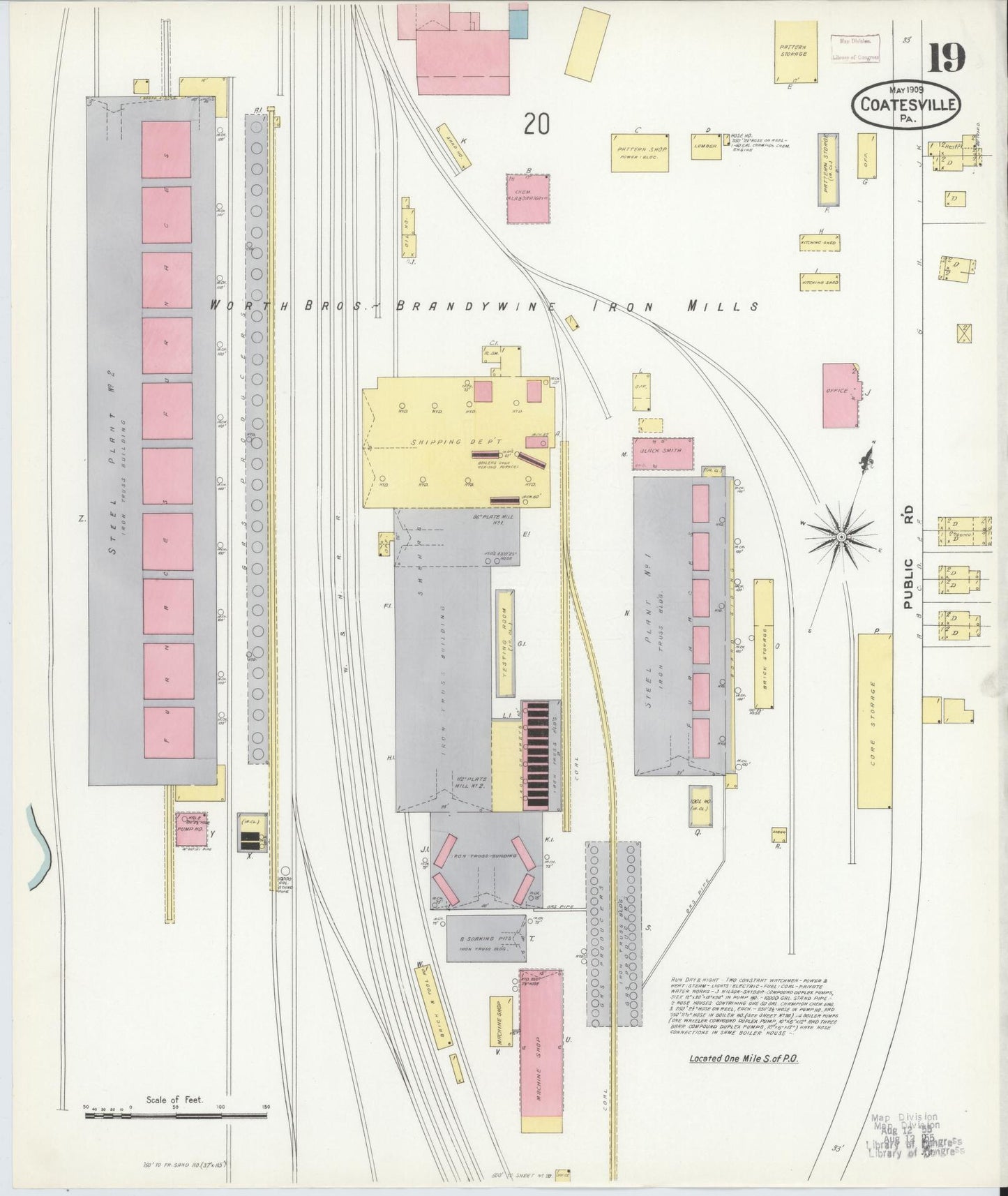 Sanborn Fire Insurance Map from Coatesville, Chester County, Pennsylvania (1909), Sheet #0019 - Historic Sanborn Fire Insurance Map Print, vintage old map wall art, antique decor, genealogy gift, Pennsylvania Pennsylvania map