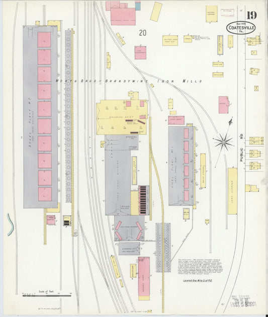 Sanborn Fire Insurance Map from Coatesville, Chester County, Pennsylvania (1909), Sheet #0019 - Historic Sanborn Fire Insurance Map Print, vintage old map wall art, antique decor, genealogy gift, Pennsylvania Pennsylvania map