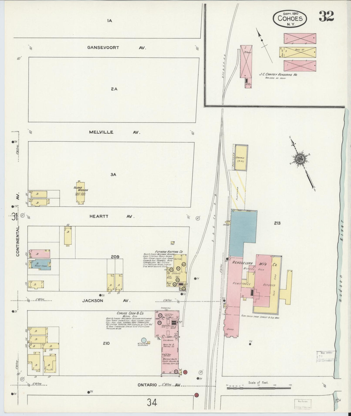 Sanborn Fire Insurance Map from Cohoes, Albany County, New York (1910), Sheet #0032 - Complete Map Set gallery image, historic Sanborn map, vintage wall art, New York New York