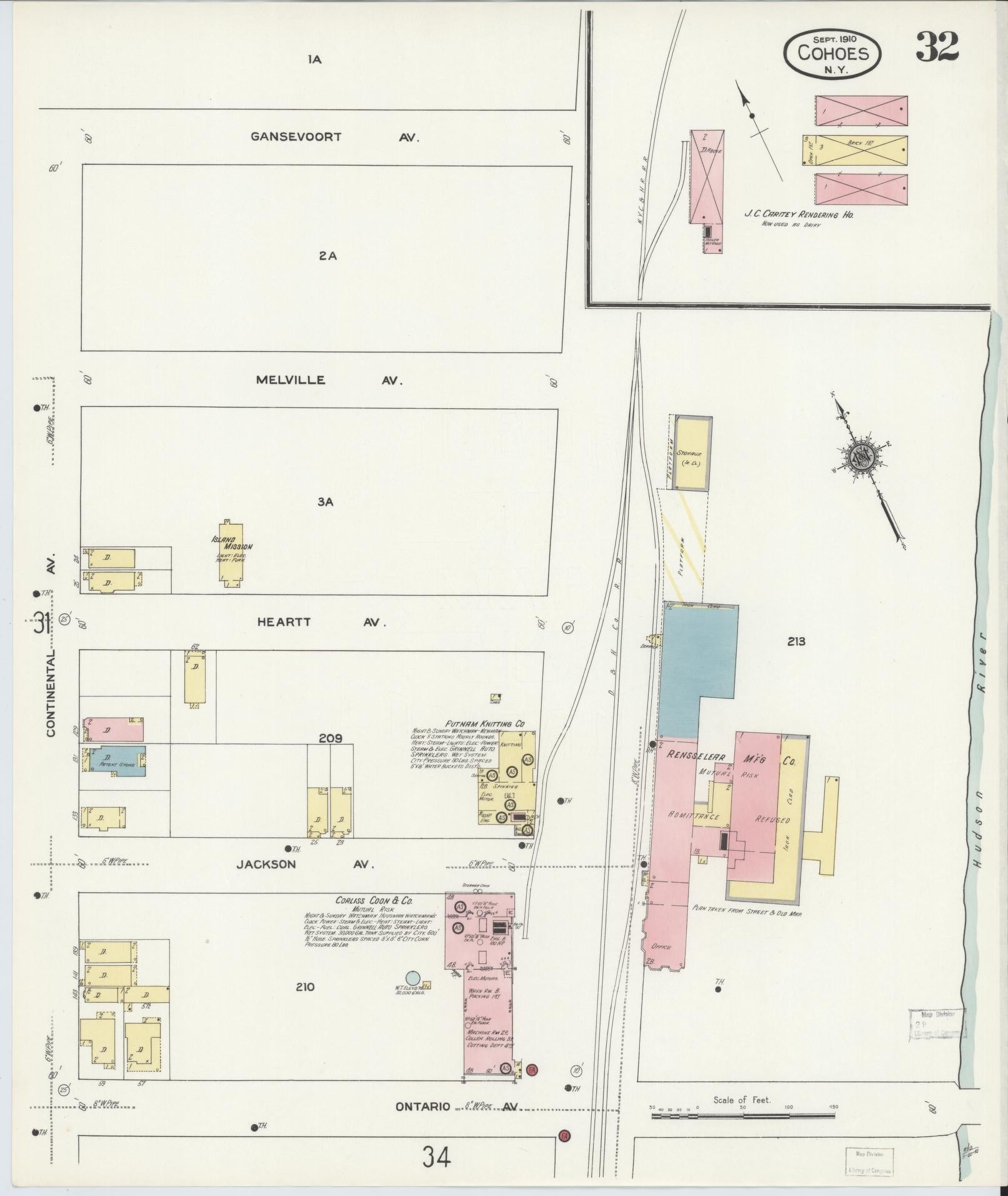 Sanborn Fire Insurance Map from Cohoes, Albany County, New York (1910), Sheet #0032 - Complete Map Set gallery image, historic Sanborn map, vintage wall art, New York New York