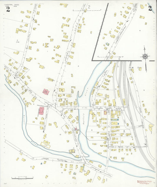 Sanborn Fire Insurance Map from Chester, Hampden County, Massachusetts (1933), Sheet #0002 - Historic Sanborn Fire Insurance Map Print, vintage old map wall art, antique decor, genealogy gift, Massachusetts Massachusetts map