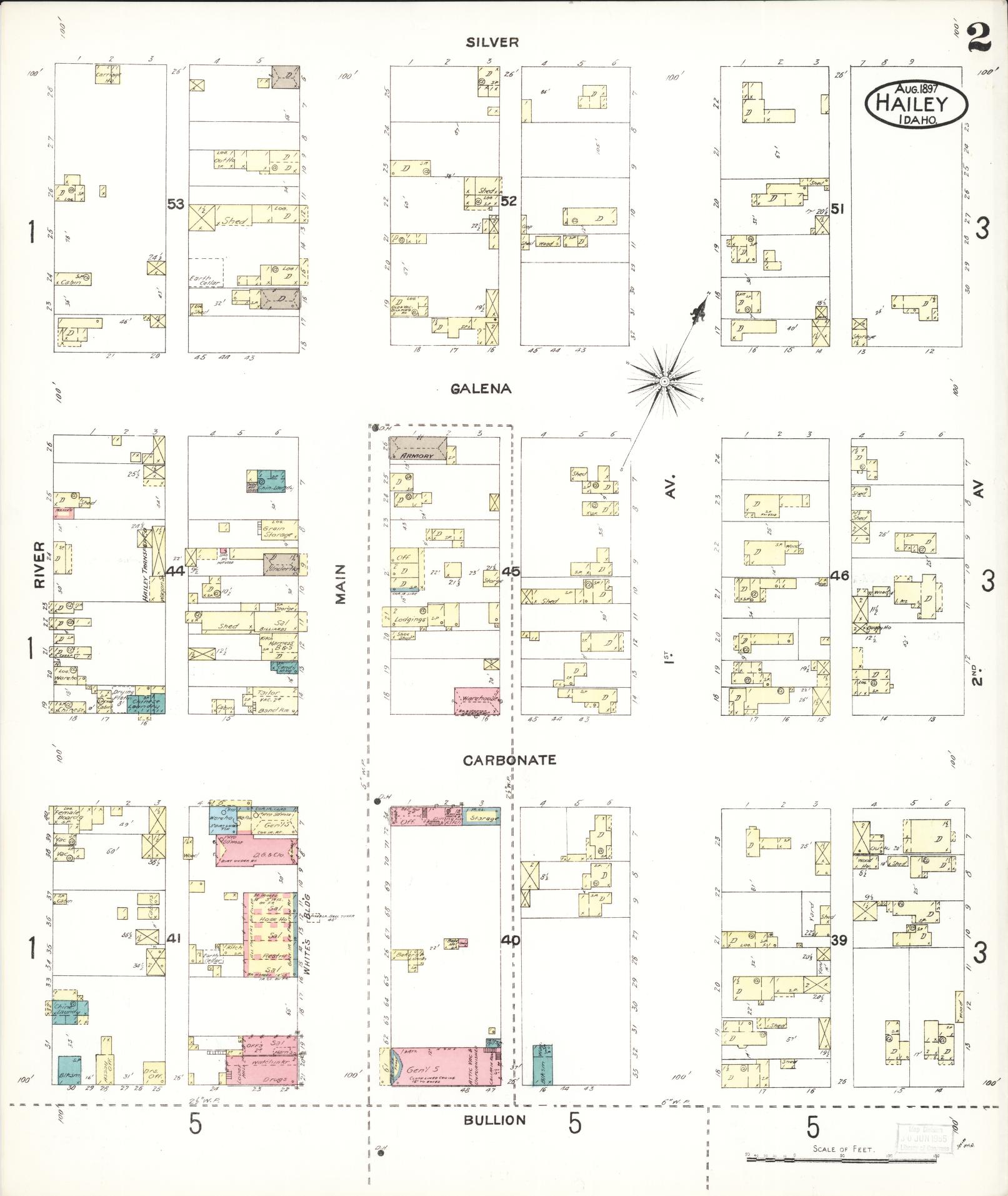 Sanborn Fire Insurance Map from Hailey, Blaine County, Idaho (1897), Sheet #0002 - Historic Sanborn Fire Insurance Map Print, vintage old map wall art, antique decor, genealogy gift, Idaho Idaho map