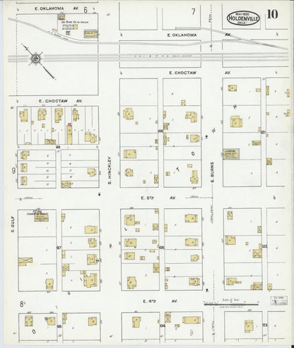 Sanborn Fire Insurance Map from Holdenville, Hughes County, Oklahoma (1920), Sheet #0010 - Complete Map Set gallery image, historic Sanborn map, vintage wall art, Oklahoma Oklahoma