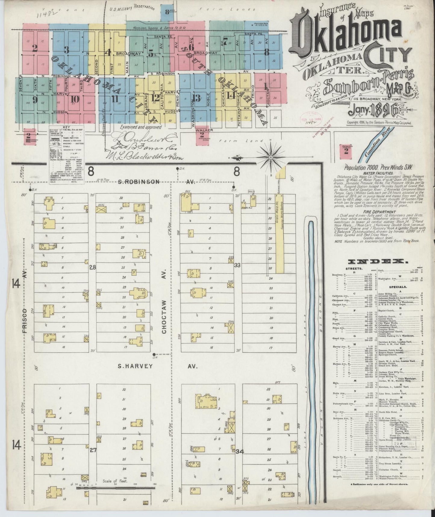 Sanborn Fire Insurance Map from Oklahoma City, Oklahoma County, Oklahoma (1896), Sheet #0001 - Complete Map Set gallery image, historic Sanborn map, vintage wall art, Oklahoma City Oklahoma