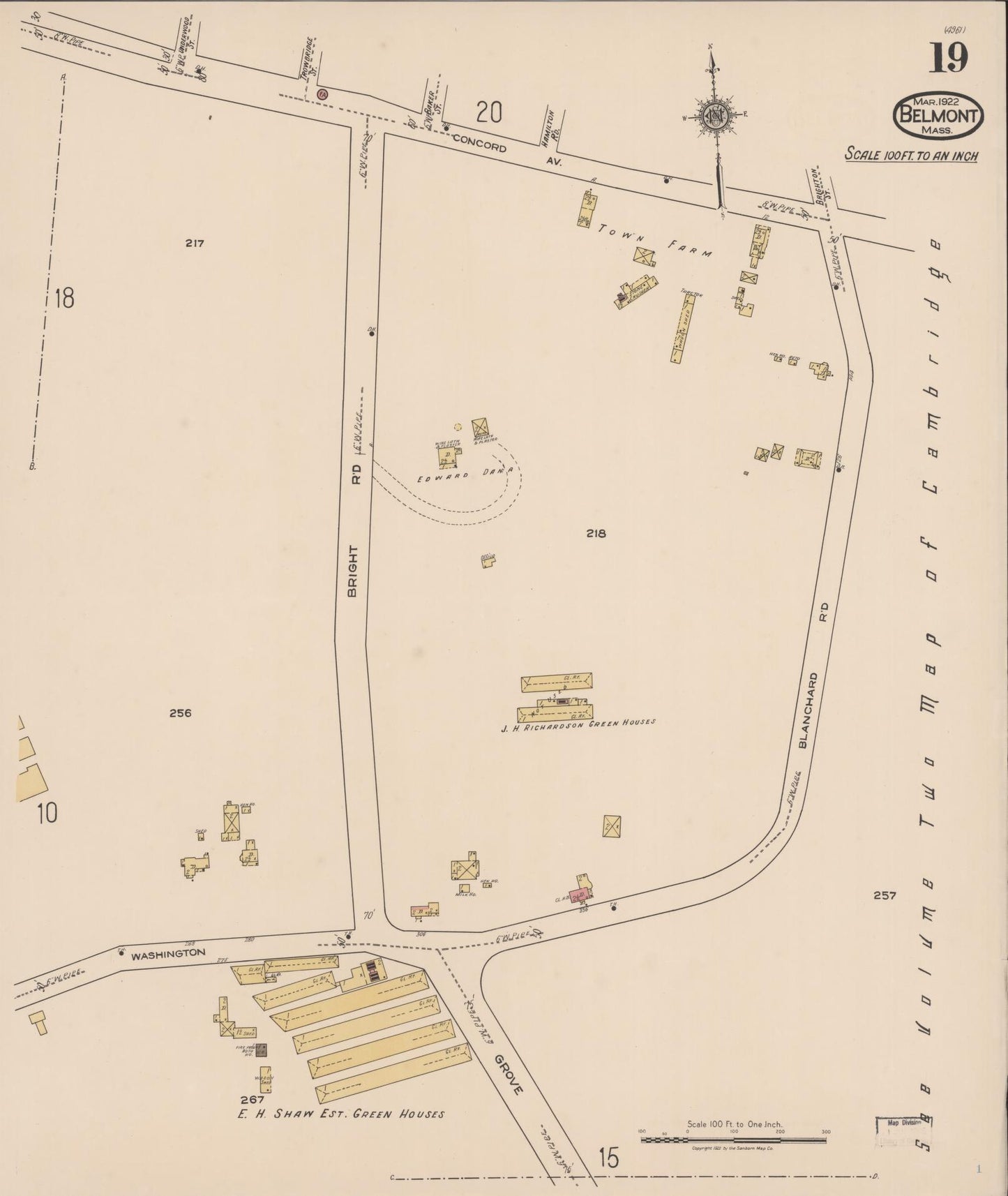 Sanborn Fire Insurance Map from Belmont, Middlesex County, Massachusetts (1922), Sheet #0019 - Complete Map Set gallery image, historic Sanborn map, vintage wall art, Massachusetts Massachusetts