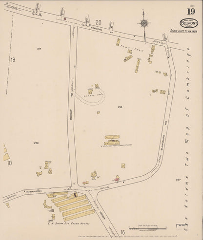 Sanborn Fire Insurance Map from Belmont, Middlesex County, Massachusetts (1922), Sheet #0019 - Complete Map Set gallery image, historic Sanborn map, vintage wall art, Massachusetts Massachusetts