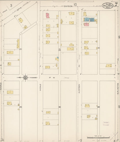 Sanborn Fire Insurance Map from Billings, Yellowstone County, Montana (1912), Sheet #0007 - Complete Map Set gallery image, historic Sanborn map, vintage wall art, Montana Montana