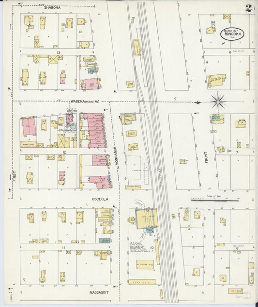 Sanborn Fire Insurance Map from Minooka, Grundy County, Illinois (1907), Sheet #0002 - Historic Sanborn Fire Insurance Map Print, vintage old map wall art, antique decor, genealogy gift, Illinois Illinois map
