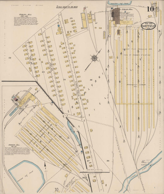 Sanborn Fire Insurance Map from Sheffield, Warren County, Pennsylvania (1922), Sheet #0010 - Historic Sanborn Fire Insurance Map Print, vintage old map wall art, antique decor, genealogy gift, Pennsylvania Pennsylvania map