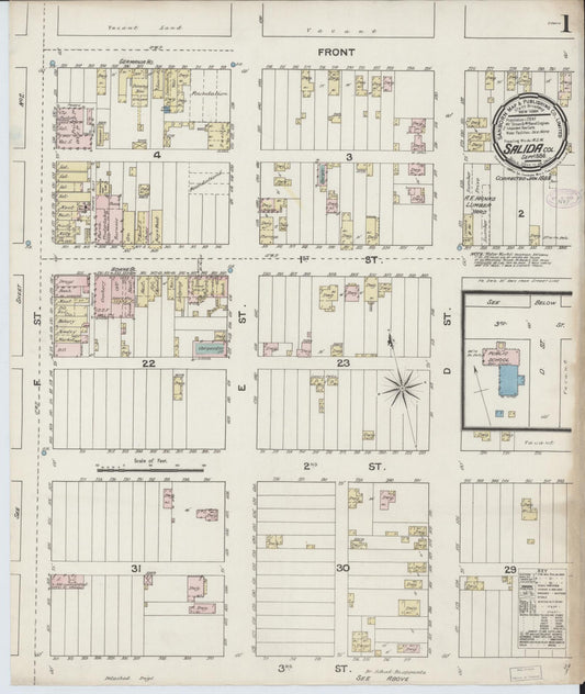 Sanborn Fire Insurance Map from Salida, Chaffee County, Colorado (1888), Sheet #0001 - Complete Map Set gallery image, historic Sanborn map, vintage wall art, Colorado Colorado
