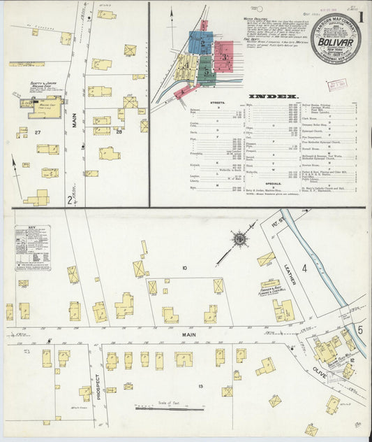 Sanborn Fire Insurance Map from Bolivar, Allegany County, New York (1909), Sheet #0001 - Historic Sanborn Fire Insurance Map Print, vintage old map wall art, antique decor, genealogy gift, New York New York map