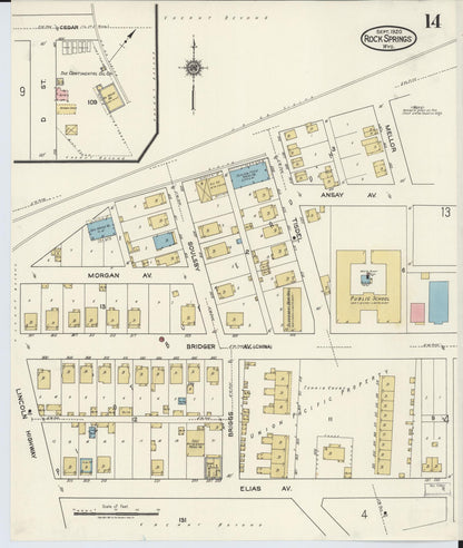 Sanborn Fire Insurance Map from Rock Springs, Sweetwater County, Wyoming (1920), Sheet #0014 - Complete Map Set gallery image, historic Sanborn map, vintage wall art, Wyoming Wyoming
