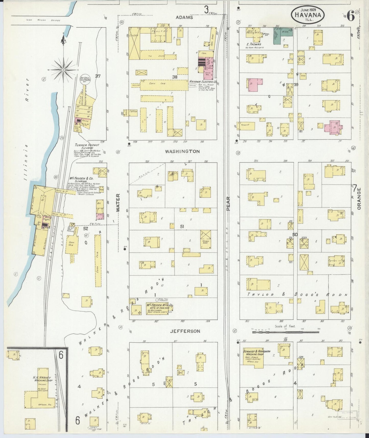Sanborn Fire Insurance Map from Havana, Mason County, Illinois (1909), Sheet #0006 - Historic Sanborn Fire Insurance Map Print, vintage old map wall art, antique decor, genealogy gift, Illinois Illinois map