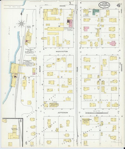 Sanborn Fire Insurance Map from Havana, Mason County, Illinois (1909), Sheet #0006 - Historic Sanborn Fire Insurance Map Print, vintage old map wall art, antique decor, genealogy gift, Illinois Illinois map