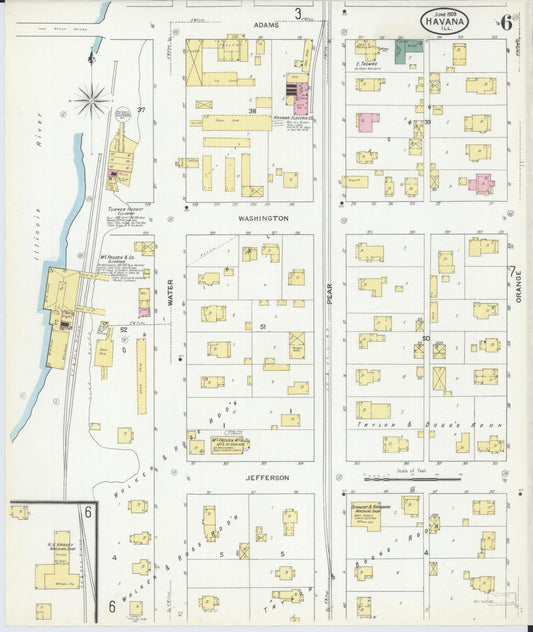 Sanborn Fire Insurance Map from Havana, Mason County, Illinois (1909), Sheet #0006 - Historic Sanborn Fire Insurance Map Print, vintage old map wall art, antique decor, genealogy gift, Illinois Illinois map