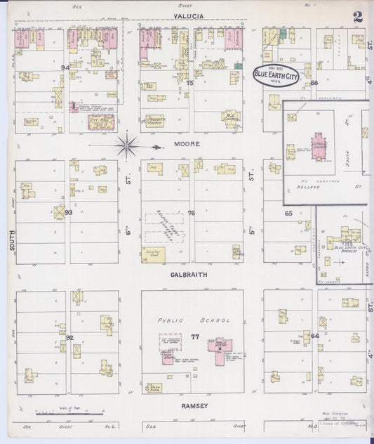 Sanborn Fire Insurance Map from Blue Earth, Faribault County, Minnesota (1891), Sheet #0002 - Historic Sanborn Fire Insurance Map Print, vintage old map wall art, antique decor, genealogy gift, Minnesota Minnesota map