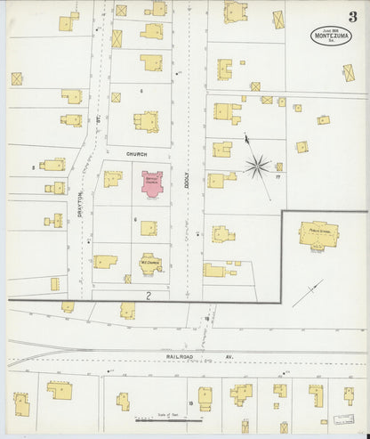 Sanborn Fire Insurance Map from Montezuma, Macon County, Georgia (1905), Sheet #0003 - Complete Map Set gallery image, historic Sanborn map, vintage wall art, Georgia Georgia