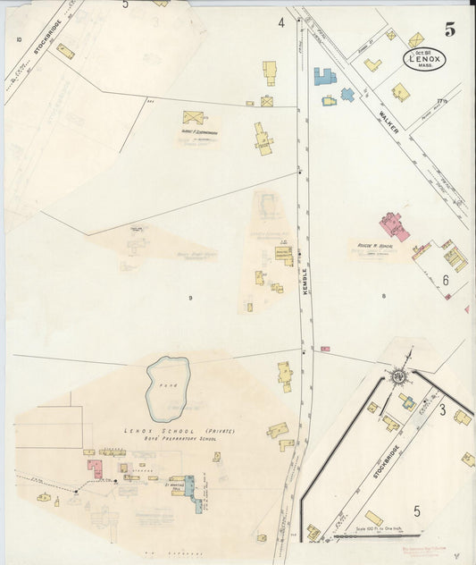 Sanborn Fire Insurance Map from Lenox, Berkshire County, Massachusetts (1939), Sheet #0005 - Historic Sanborn Fire Insurance Map Print, vintage old map wall art, antique decor, genealogy gift, Massachusetts Massachusetts map