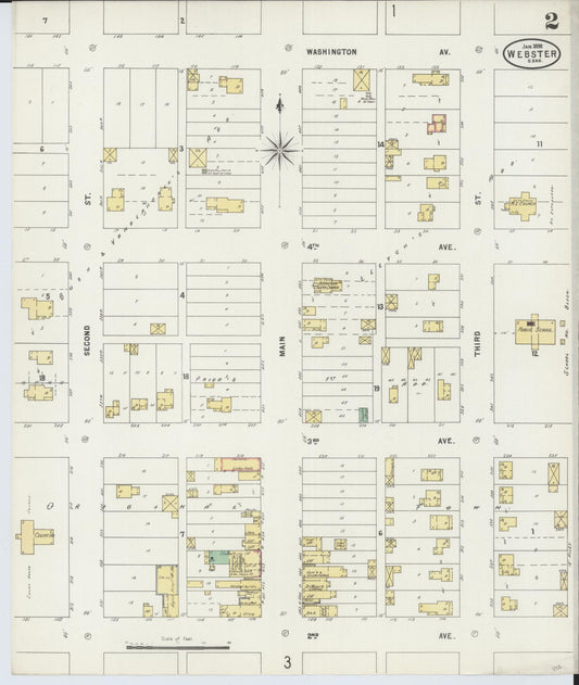 Sanborn Fire Insurance Map from Webster, Day County, South Dakota (1898), Sheet #0002 - Historic Sanborn Fire Insurance Map Print, vintage old map wall art, antique decor, genealogy gift, South Dakota South Dakota map