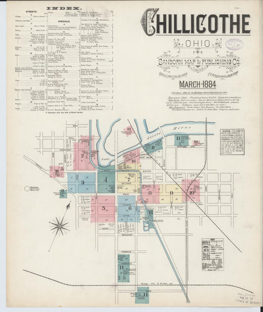 Sanborn Fire Insurance Map from Chillicothe, Ross County, Ohio (1884), Sheet #0001 - Historic Sanborn Fire Insurance Map Print, vintage old map wall art, antique decor, genealogy gift, Ohio Ohio map