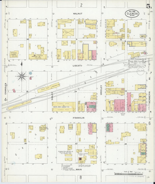 Sanborn Fire Insurance Map from Glencoe, Mcleod County, Minnesota (1908), Sheet #0005 - Historic Sanborn Fire Insurance Map Print, vintage old map wall art, antique decor, genealogy gift, Minnesota Minnesota map