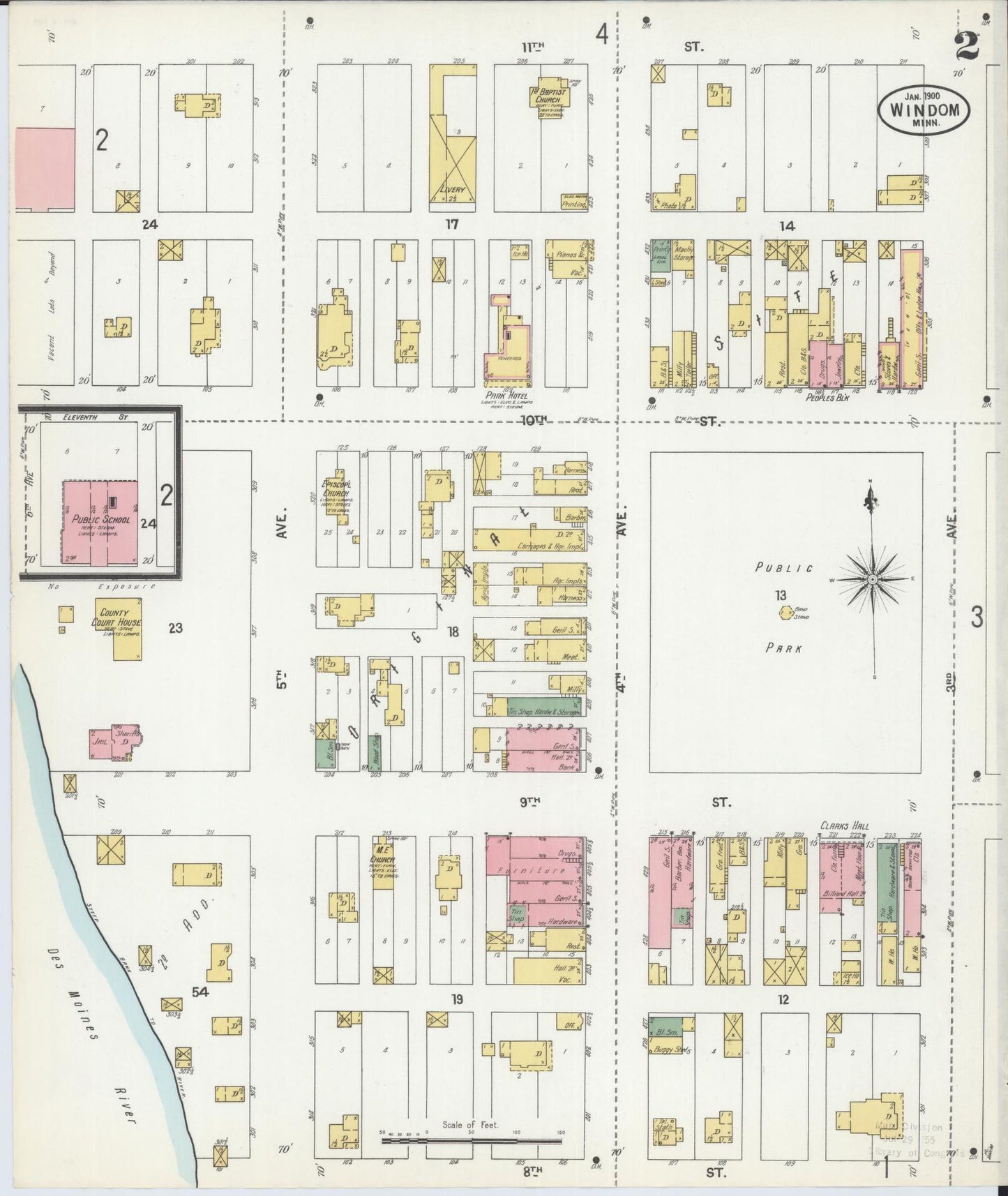 Sanborn Fire Insurance Map from Windom, Cottonwood County, Minnesota (1900), Sheet #0002 - Complete Map Set gallery image, historic Sanborn map, vintage wall art, Minnesota Minnesota