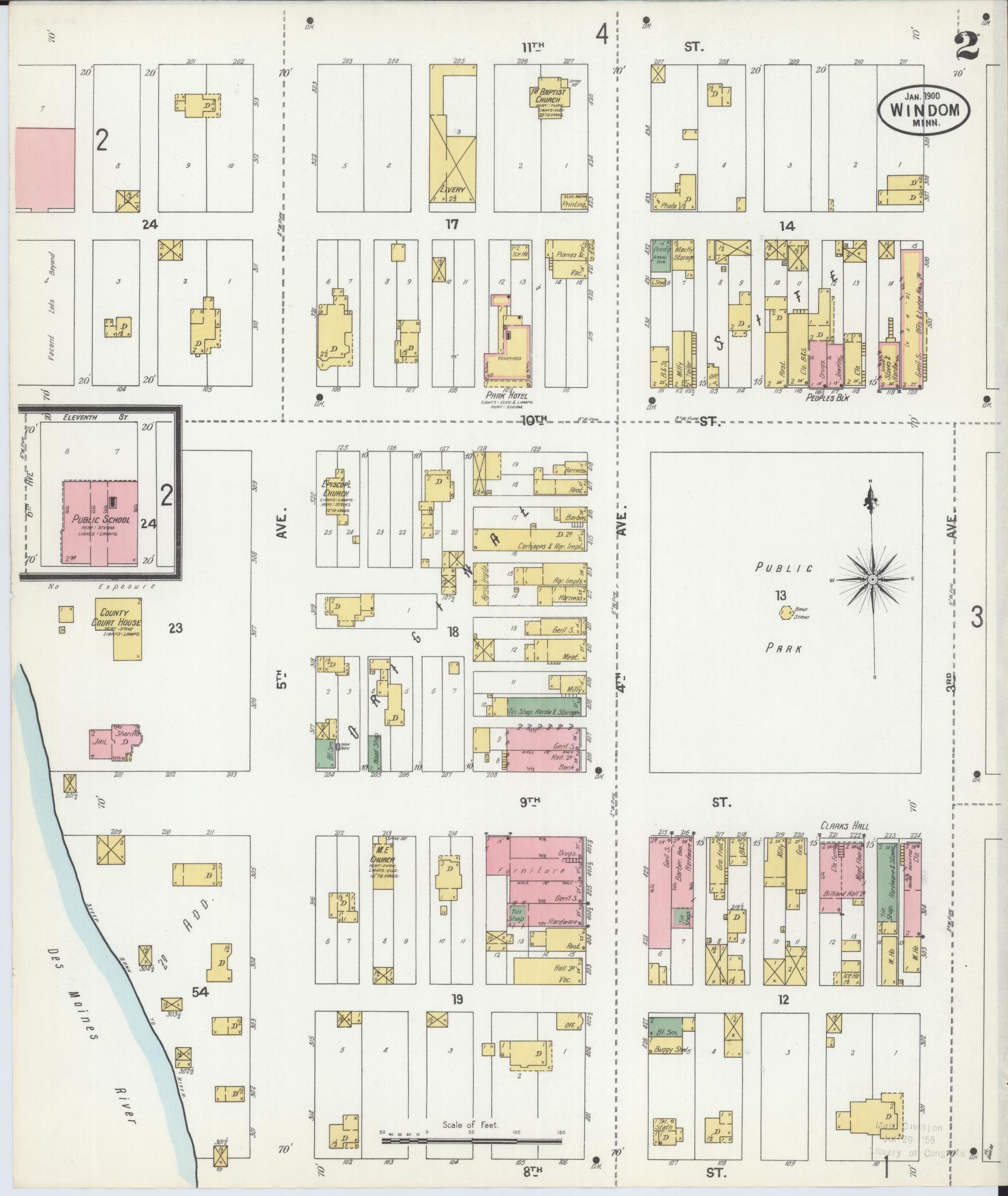 Sanborn Fire Insurance Map from Windom, Cottonwood County, Minnesota (1900), Sheet #0002 - Complete Map Set gallery image, historic Sanborn map, vintage wall art, Minnesota Minnesota