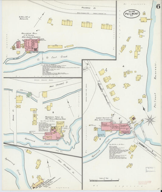 Sanborn Fire Insurance Map from Philmont, Columbia County, New York (1898), Sheet #0006 - Historic Sanborn Fire Insurance Map Print, vintage old map wall art, antique decor, genealogy gift, New York New York map
