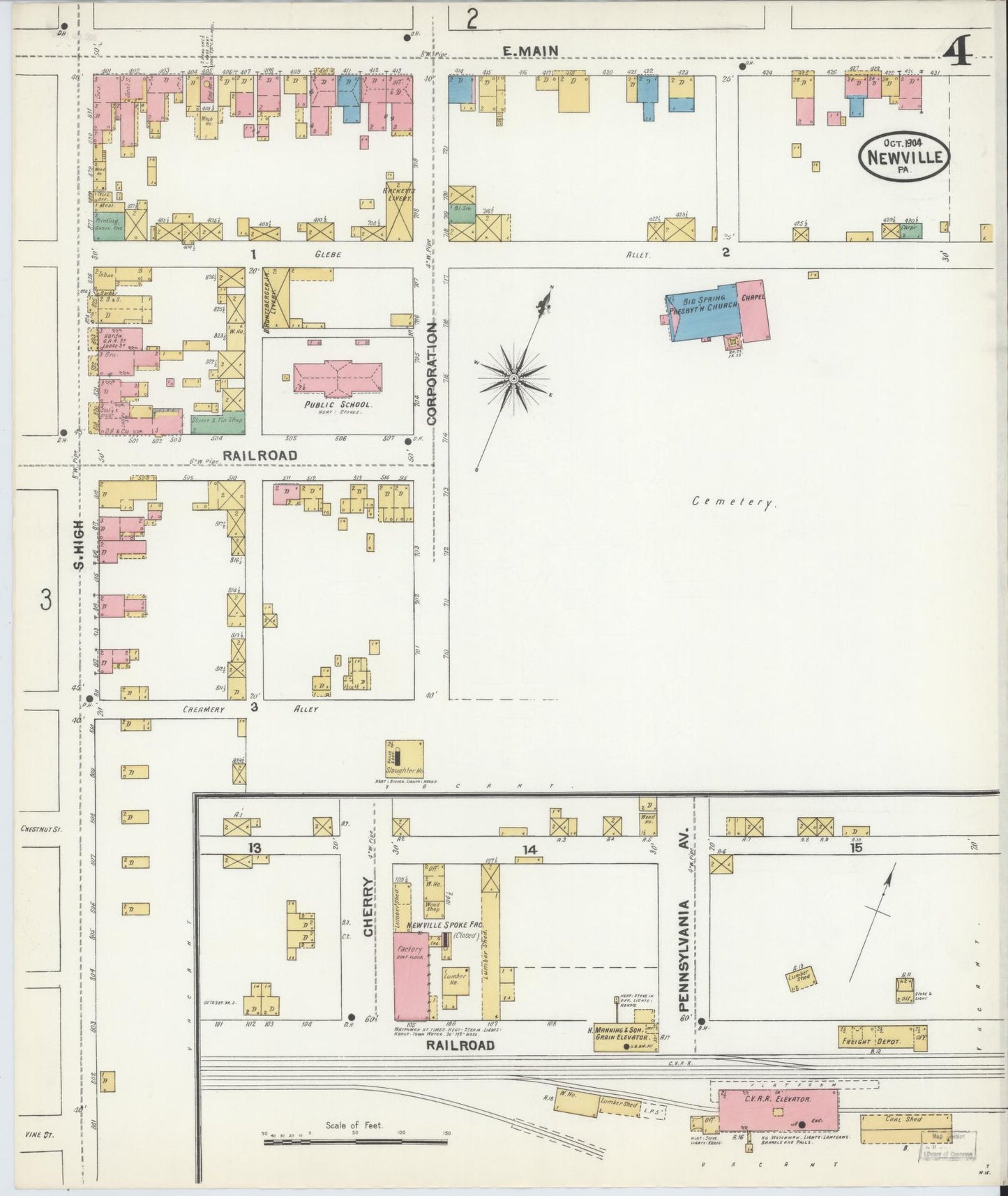 Sanborn Fire Insurance Map from Newville, Cumberland County, Pennsylvania (1904), Sheet #0004 - Complete Map Set gallery image, historic Sanborn map, vintage wall art, Pennsylvania Pennsylvania