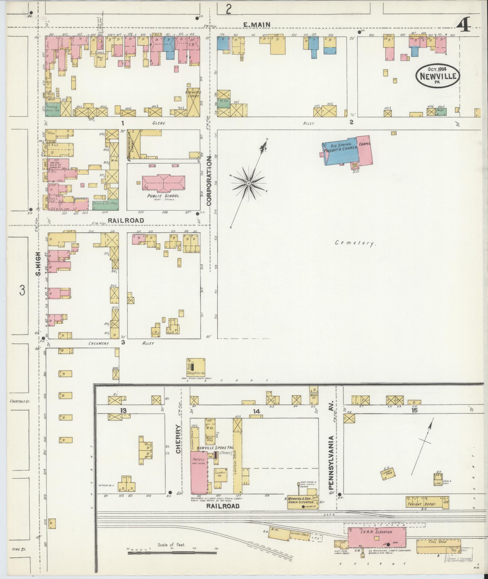 Sanborn Fire Insurance Map from Newville, Cumberland County, Pennsylvania (1904), Sheet #0004 - Complete Map Set gallery image, historic Sanborn map, vintage wall art, Pennsylvania Pennsylvania