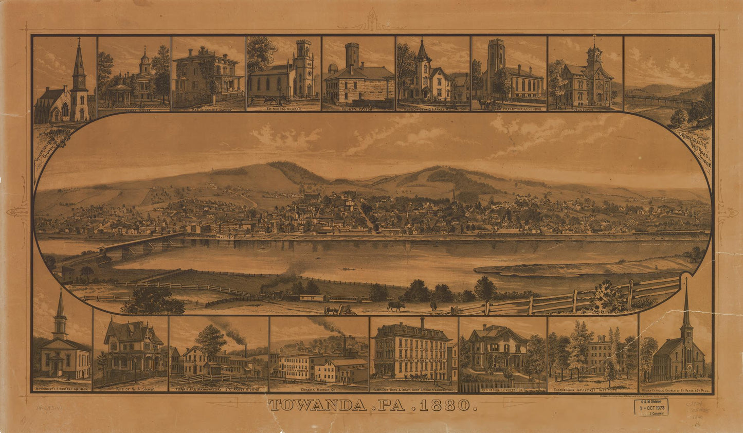 Towanda, Pa. 1880. (1880) – Historic Bird’s-Eye View Panorama Print