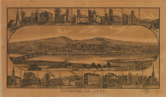 Towanda, Pa. 1880. (1880) – Historic Bird’s-Eye View Panorama Print