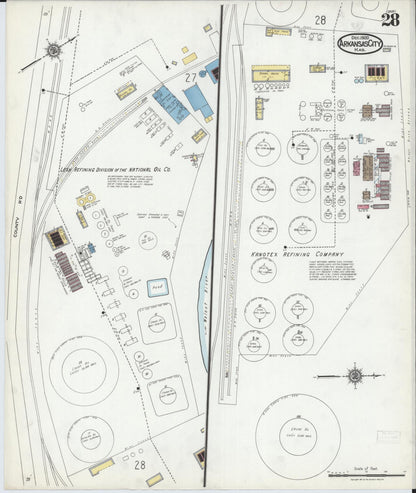 Sanborn Fire Insurance Map from Arkansas City, Cowley County, Kansas (1920), Sheet #0028 - Complete Map Set gallery image, historic Sanborn map, vintage wall art, Kansas Kansas