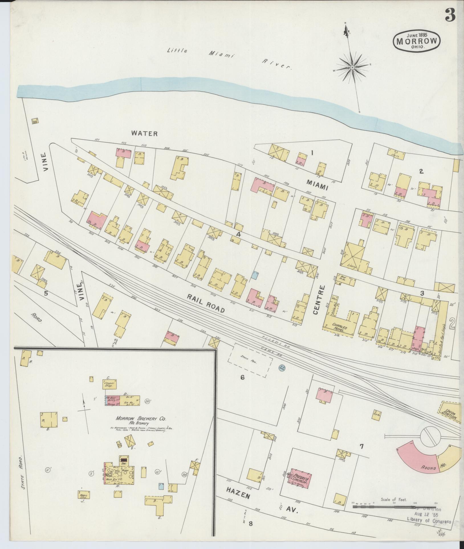 Sanborn Fire Insurance Map from Morrow, Warren County, Ohio (1895), Sheet #0003 - Complete Map Set gallery image, historic Sanborn map, vintage wall art, Ohio Ohio