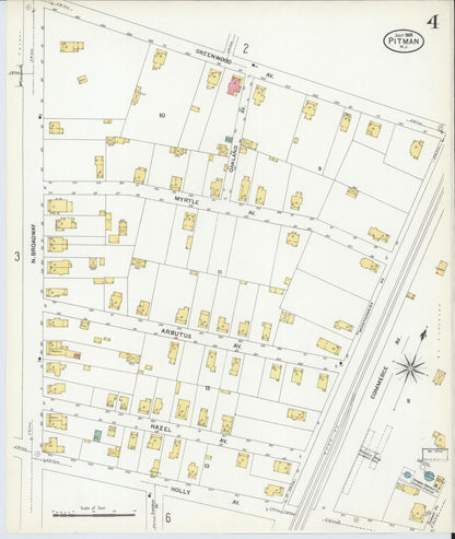 Sanborn Fire Insurance Map from Pitman, Gloucester County, New Jersey (1908), Sheet #0004 - Historic Sanborn Fire Insurance Map Print, vintage old map wall art, antique decor, genealogy gift, New Jersey New Jersey map