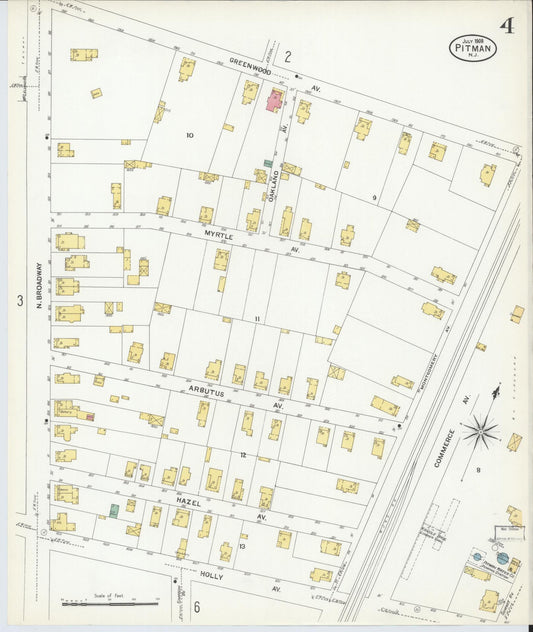 Sanborn Fire Insurance Map from Pitman, Gloucester County, New Jersey (1908), Sheet #0004 - Historic Sanborn Fire Insurance Map Print, vintage old map wall art, antique decor, genealogy gift, New Jersey New Jersey map