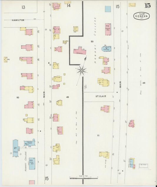Sanborn Fire Insurance Map from Geneva, Ontario County, New York (1897), Sheet #0015 - Historic Sanborn Fire Insurance Map Print, vintage old map wall art, antique decor, genealogy gift, New York New York map