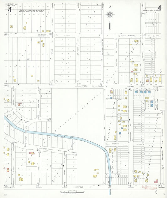 Sanborn Fire Insurance Map from Deerfield, Lake County, Illinois (1935), Sheet #0004 - Historic Sanborn Fire Insurance Map Print, vintage old map wall art, antique decor, genealogy gift, Illinois Illinois map