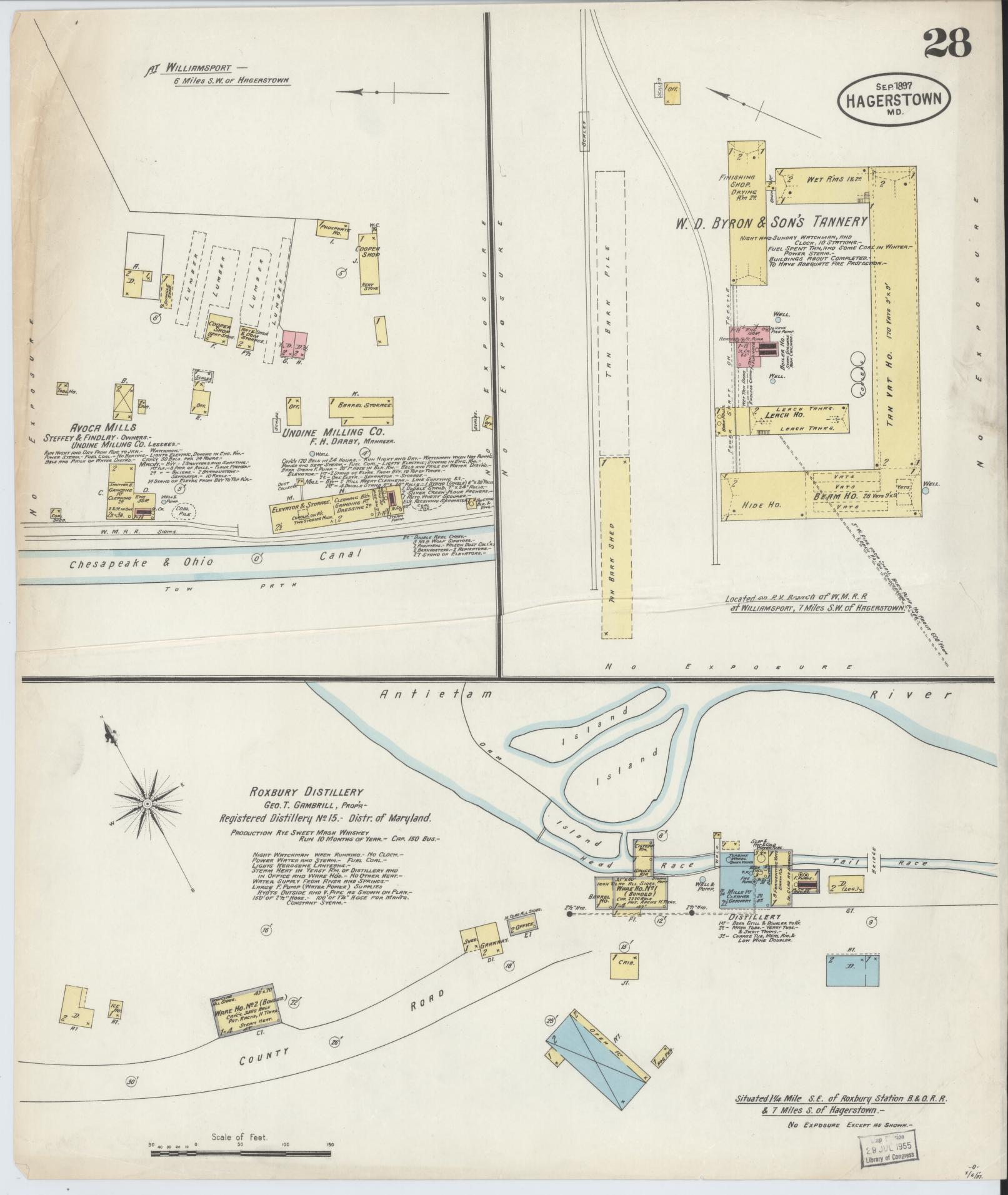 Washington, Maryland - 1897 - Sanborn Fire Insurance Map, Sheet #0028 - Historic Sanborn Fire Insurance Map Print, Washington Maryland 1897 0028 vintage old map wall art