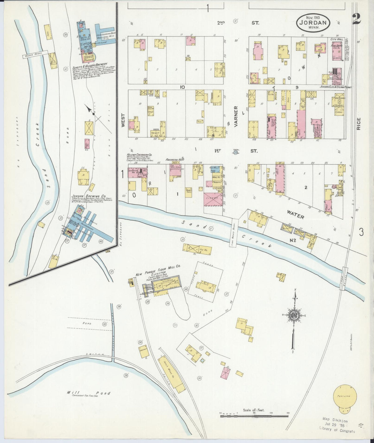 Sanborn Fire Insurance Map from Jordan, Scott County, Minnesota (1910), Sheet #0002 - Complete Map Set gallery image, historic Sanborn map, vintage wall art, Minnesota Minnesota