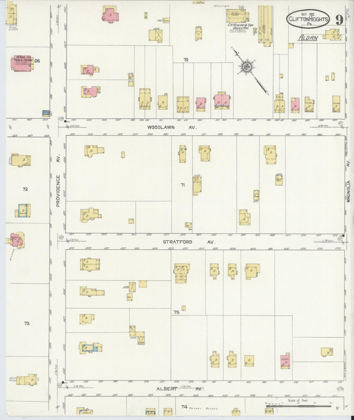 Sanborn Fire Insurance Map from Clifton Heights, Delaware County, Pennsylvania (1912), Sheet #0009 - Complete Map Set gallery image, historic Sanborn map, vintage wall art, Pennsylvania Pennsylvania