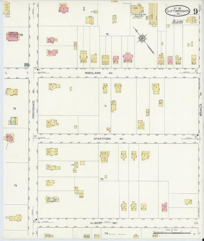 Sanborn Fire Insurance Map from Clifton Heights, Delaware County, Pennsylvania (1912), Sheet #0009 - Complete Map Set gallery image, historic Sanborn map, vintage wall art, Pennsylvania Pennsylvania