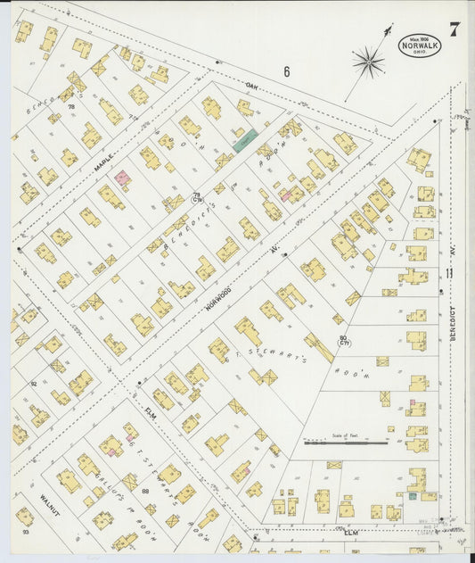 Sanborn Fire Insurance Map from Norwalk, Huron County, Ohio (1906), Sheet #0007 - Historic Sanborn Fire Insurance Map Print, vintage old map wall art, antique decor, genealogy gift, Ohio Ohio map