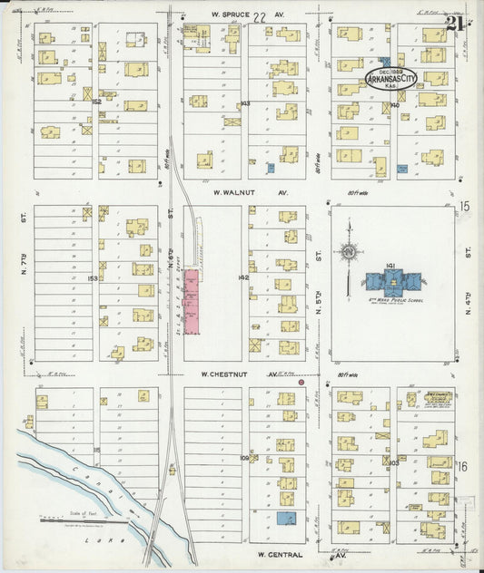 Sanborn Fire Insurance Map from Arkansas City, Cowley County, Kansas (1920), Sheet #0021 - Historic Sanborn Fire Insurance Map Print, vintage old map wall art, antique decor, genealogy gift, Kansas Kansas map