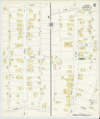Sanborn Fire Insurance Map from Avoca, Luzerne County, Pennsylvania (1908), Sheet #0002 - Historic Sanborn Fire Insurance Map Print, vintage old map wall art, antique decor, genealogy gift, Pennsylvania Pennsylvania map